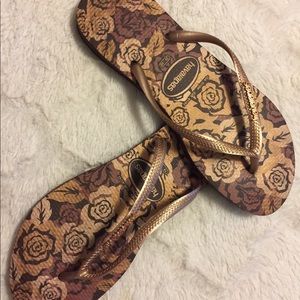 Bronze color flip flops